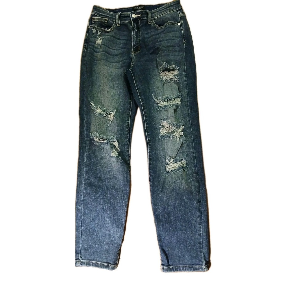 Judy Blue Boyfriend Fit Distressed Jeans Medium Wash Size‎ 5/27 Distressed #249C